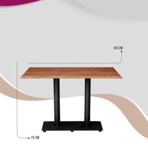 میز مستطیل کافه پایه دوبل فلزی (شش نفره)